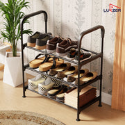 Lukzer 3-Tier Metal & Plastic Space-Saving Shoe Organizer Rack (MSR-003/Black)