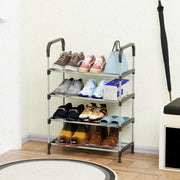 Lukzer Dual-Material Shoe Rack – Silver & Black, 3/4/5/6-Layer Storage Organizer