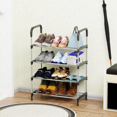 Lukzer Dual-Material Shoe Rack – Silver & Black, 3/4/5/6-Layer Storage Organizer