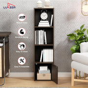 Lukzer 4 Layer Engineered Wood Storage Cabinet with Open Display Rack (MR-023/Wenge)