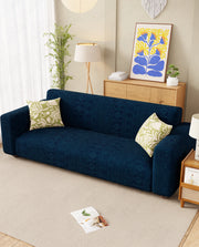 Lukzer Pastel Shades Textured Sofa Cover - Marine Blue Tribal Design (SC-136-01)