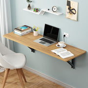 Lukzer Multi-purpose Engineered Wood Wall Mounted Foldable Rack Table (MT-001/Light Oak)