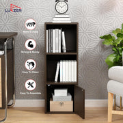 Lukzer 3 Layer Engineered Wood Storage Cabinet with Open Display Rack (MR-022/Wenge)
