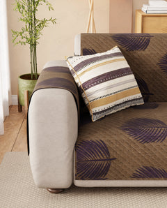 Lukzer Reversible Quilted Sofa Mat with Arms Sapphire Bloom (SC-182-01/A)