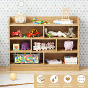 Lukzer Multipurpose 7-Section Storage Rack with 4 Shelves Bookcase & Display Unit (MR-008/Light Oak)