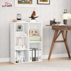 Lukzer Engineered Wood 5 Shelves Open Cabinet Bookshelf & Storage Organiser (MR-026/White)