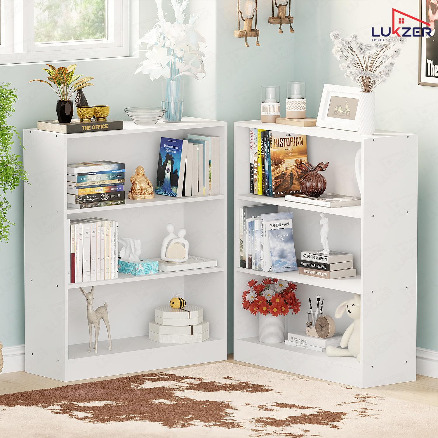 Lukzer 3‑Tier Engineered Wood Multipurpose Open Storage Organizer (MR‑014/White)