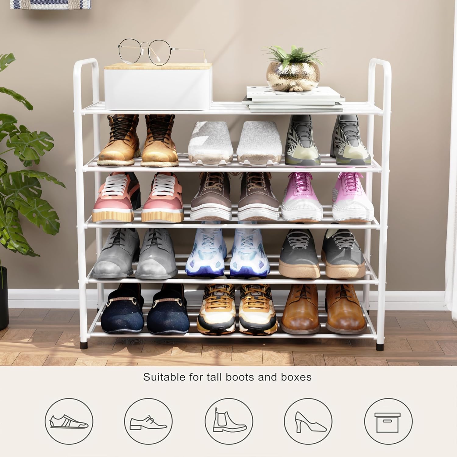 Shoe Rack/Open Display Rack | (White/Metal)