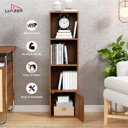 Lukzer 4 Layer Engineered Wood Storage Cabinet with Open Display Rack (MR-023/Oak Brown)