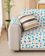 Lukzer Reversible Quilted Sofa Mat with Arms Ikat Rose (SC-203-01)