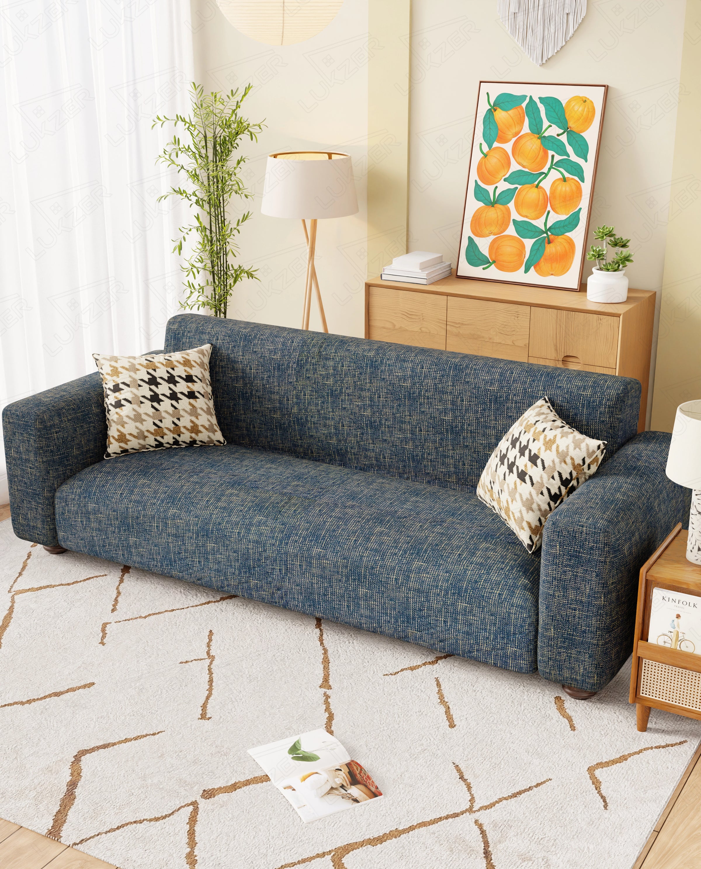 Lukzer Polyester Sofa Cover  Yellow Lining (SC-025-01)