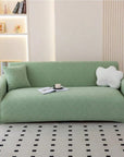 Jacquard Sofa Cover (Pastel Green Grid Maze)