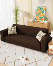 Lukzer Polyester Sofa Cover  Plain Brown (SC-031-01)