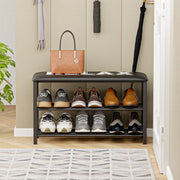 Lukzer 2-Layer Shoe Rack with Bench – Relax Printed Design, Sturdy Storage Organizer