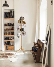 Bamboo Freestanding Multifunctional 8 Hook Coat Hanger