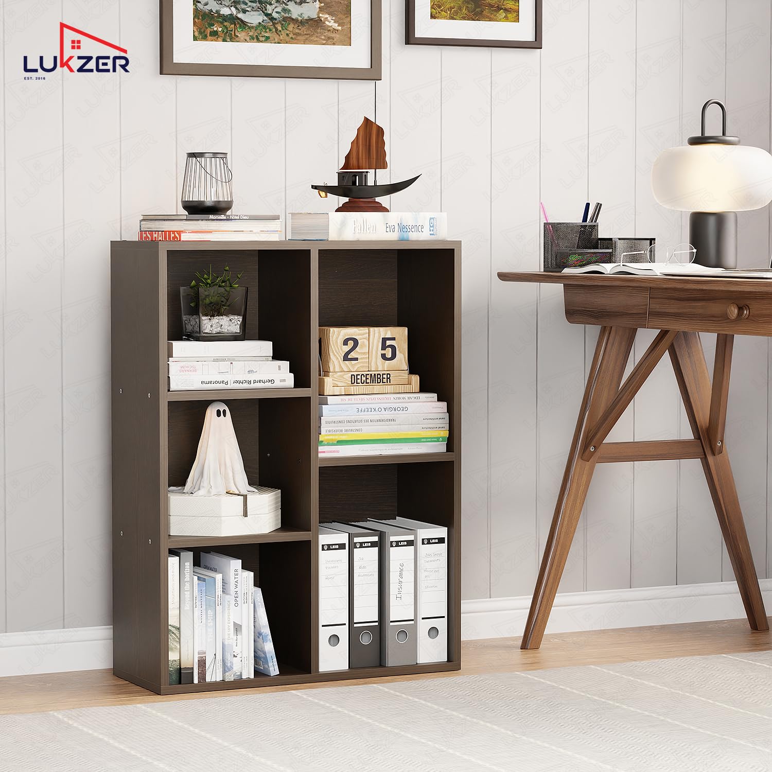 Lukzer Engineered Wood 5 Shelves Open Cabinet Bookshelf & Storage Organiser (MR-026/Wenge)