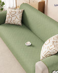 Lukzer Polyester Blend Quilted Sofa Cover Mat (350 GSM)| Full Coverage with Arms & Back Belt | Machine Washable Sofa Runner with Storage Side Pocket