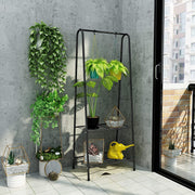 Lukzer Modern Metal Garment Rack with 2 Bottom Shelves – A-Shape - Frame Design (Black/White)