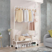 Lukzer Single Pole Garment Stand – 110cm with 1-Bottom Shelf MGR-007 (Black/Gold/White)