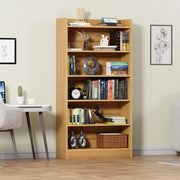 Lukzer 6-Layer Engineered Wood Bookshelf & Open Display Rack – Multi-Purpose Organizer (White, Light Oak & Oak Brown) | MR-007, 136x24x71cm