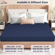 Lukzer Quilted Cotton Waterproof Mattress Protector Blue (MTP-QBL-001)