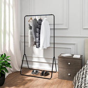 Lukzer Minimalist Single Rod Garment Stand with Coat Hanger – Modern Look (Black/White, 150x81.5x41.5cm)
