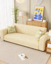 Lukzer Pastel Shades Textured Sofa Cover - Yellow Starlight Grid (SC-141-01)