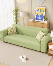 Lukzer Pastel Shades Textured Sofa Cover - Green Curved Diamond (SC-085-01)