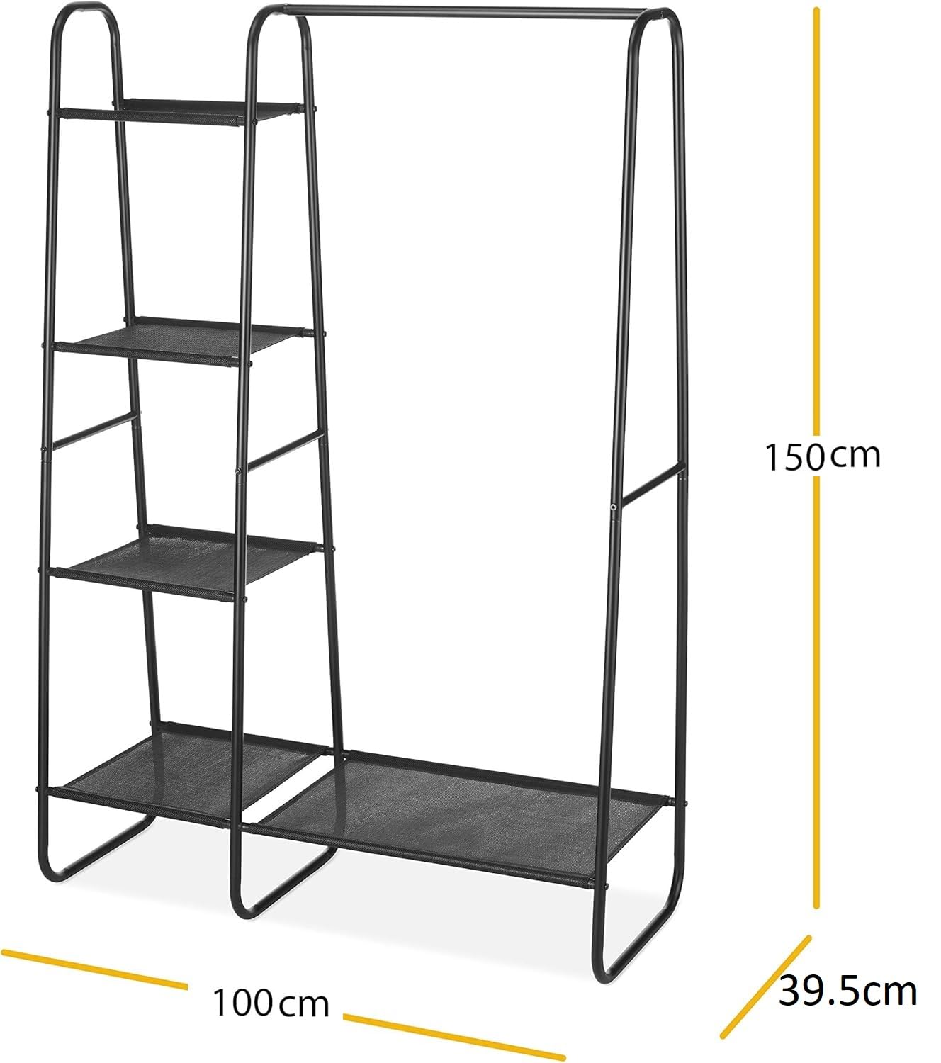 Metal Clothes Rack - Multi-Purpose Portable Garment Organizer Stand 5+1 Layer Rail with Storage Rack (A-Style/150x100x39.5cm)