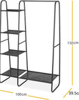 Metal Clothes Rack - Multi-Purpose Portable Garment Organizer Stand 5+1 Layer Rail with Storage Rack (A-Style/150x100x39.5cm)