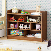 Lukzer Multipurpose 7-Section Storage Rack with 4 Shelves Bookcase Unit (MR-008/Oak Brown)
