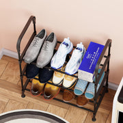 Lukzer Dual-Material Shoe Rack – Silver & Black, 3/4/5/6-Layer Storage Organizer