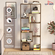 Lukzer 8 Shelves Modern Engineered Wood Book Shelf with Storage Display Rack (MR-004/Wenge)