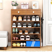 Lukzer 5-Tier Shoe Rack with Storage Drawers Engineered Wood Shoe Organizer (SR-001/Oak Brown)
