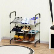 Lukzer Dual-Material Shoe Rack – Silver & Black, 3/4/5/6-Layer Storage Organizer