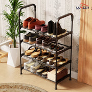 Lukzer 4-Tier Metal & Plastic Space-Saving Shoe Organizer Rack (MSR-004/Black)