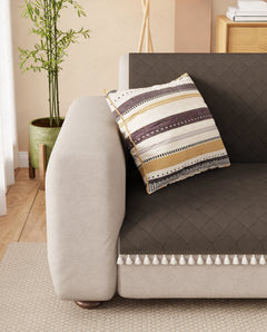 Lukzer 3 Seater Quilted Sofa Cover Mat with Tassels - Chocolate Brown - SC-192-03T