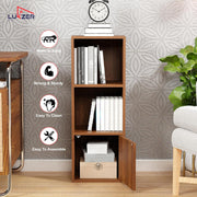 Lukzer 3 Layer Engineered Wood Storage Cabinet with Open Display Rack (MR-022/Oak Brown)
