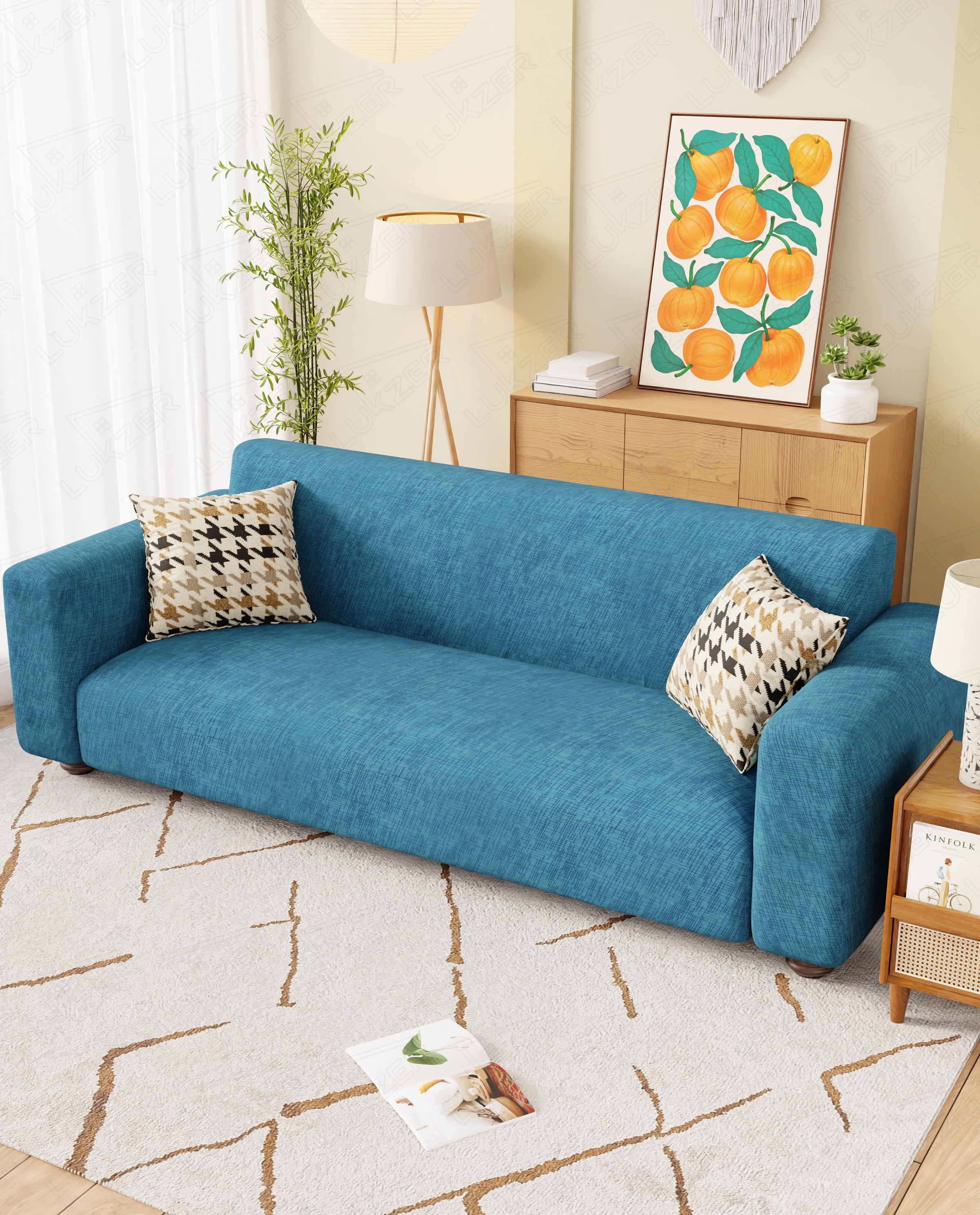Lukzer Polyester Sofa Cover Blue Lining (SC-022-01)