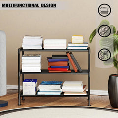 Lukzer Easy DIY Metal & Plastic Bookshelf/Storage Organizer – Black & Silver (3/4/5/6 Layers)