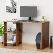 Lukzer Engineered Wood Study & Computer Table Office Desk with Bookshelf (ST-007/ Oak Brown)
