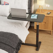 Lukzer Modern Adjustable Overbed Study Table with Wheels (MST-002/Black & Black)