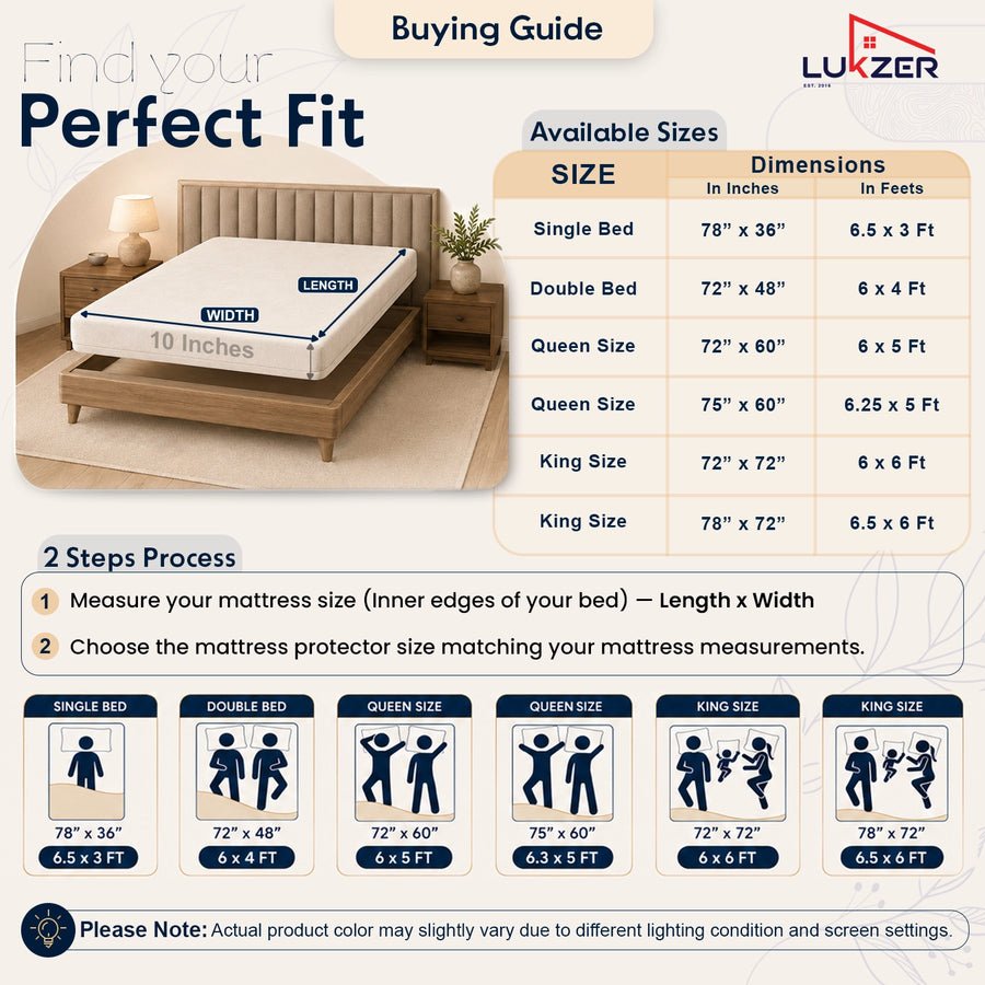 Lukzer Terry Cotton Waterproof Mattress Protector  Blue (MTP-BL-001)