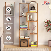 Lukzer 8 Shelves Modern Engineered Wood Book Shelf with Storage Display Rack (MR-004/Oak Brown)