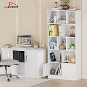 Lukzer 12 Open Cube Bookcase with Push Latch Doors & 2 Bottom Shelf (MR-033/White)