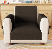 Lukzer Quilted Stipple Blue Sofa Cover Mat with Storage Side Pocket | 350 GSM Polyester Blend Full Coverage with Arms & Back Belt | Machine Washable Sofa Runner.