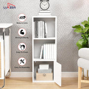 Lukzer 3 Layer Engineered Wood Storage Cabinet with Open Display Rack (MR-022/White)