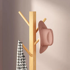 Lukzer Bamboo Freestanding Coat Hanger Stand with 8 Hooks (CH-493)