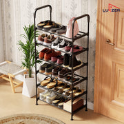 Lukzer 6-Tier Metal & Plastic Space-Saving Shoe Organizer Rack (MSR-006/Black)