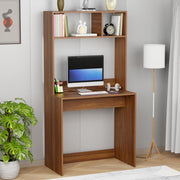 Lukzer Engineered Wood Study Desk with Built-in Bookshelf – ST-006 (White, Oak Brown)